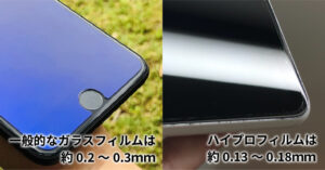 スマートフォンの画面になじむ薄型ハイプロフィルム